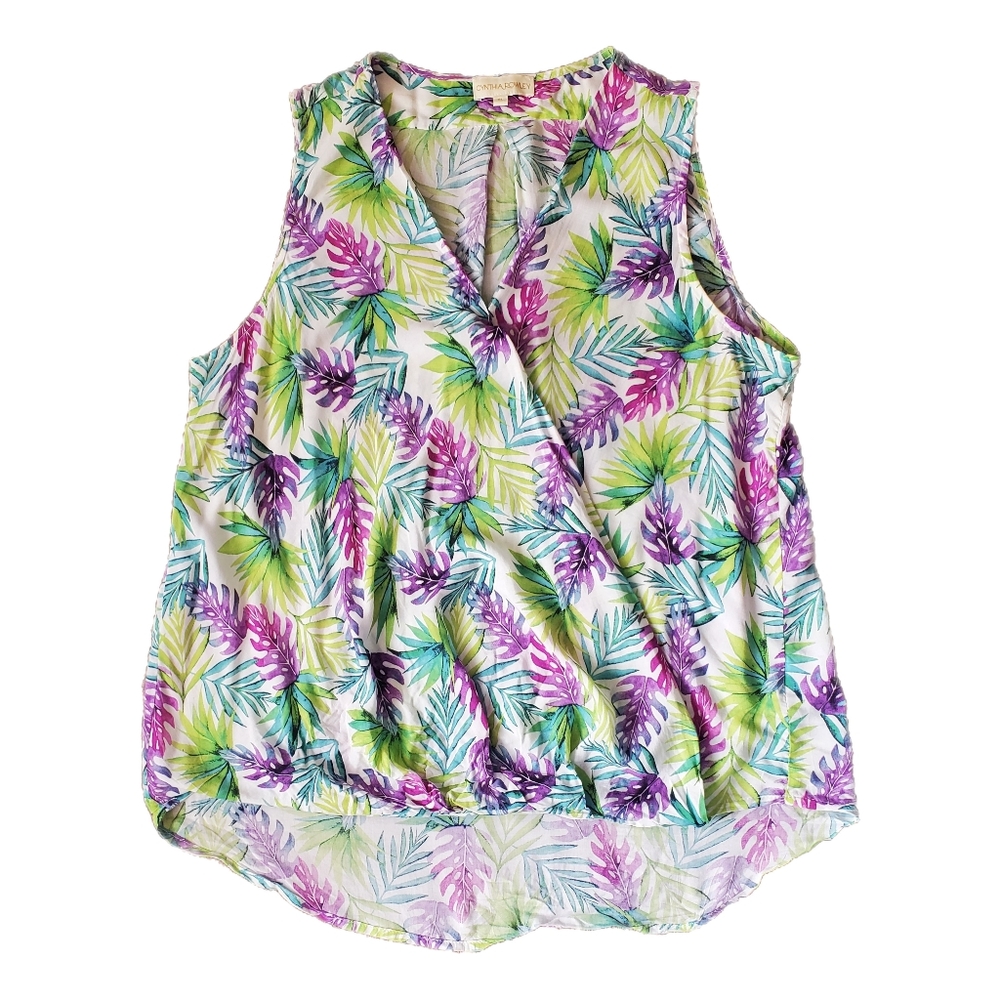 Cynthia Rowley Sleeveless Palm Fronds Blouse